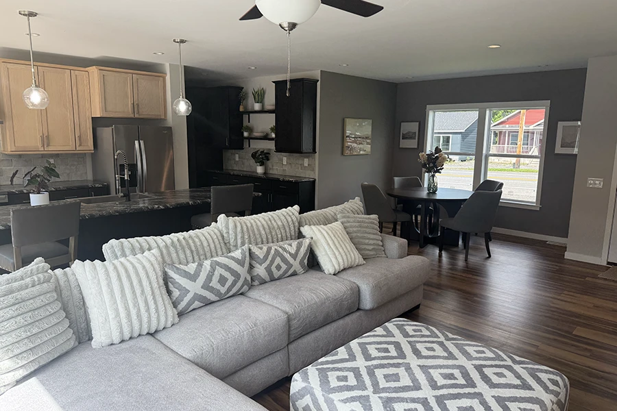 The Lake Placid Ranch Living Room and Nook